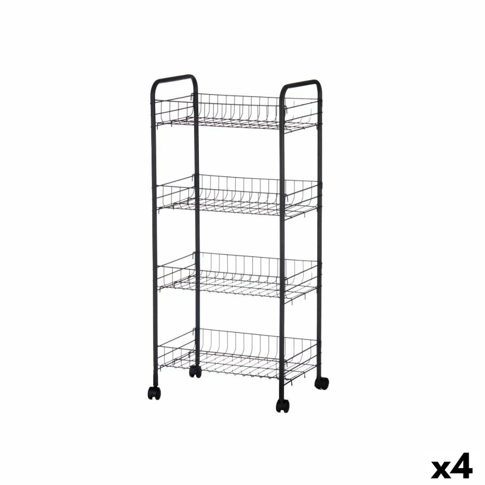 Gemüsewagen Schwarz Metall Kunststoff 40,5 x 27 x 82,5 cm (4 Stück)