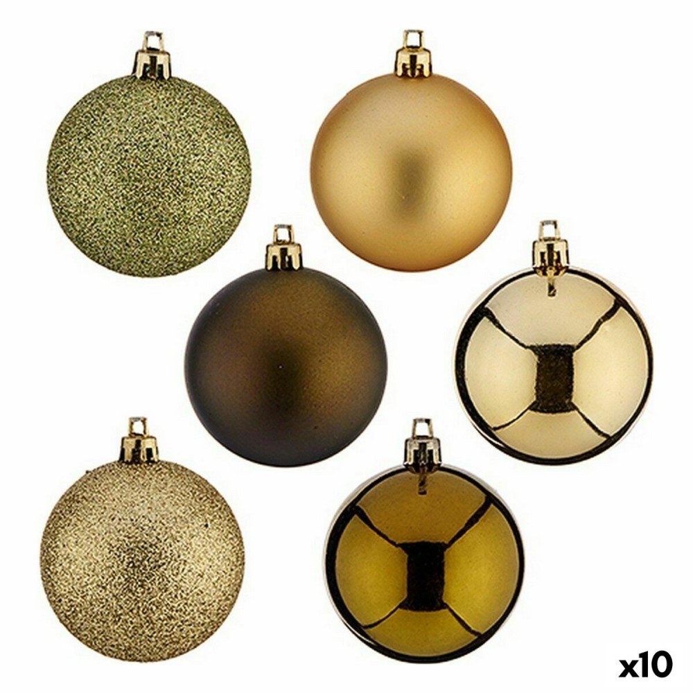 Set of Christmas balls Green Golden Plastic 6 x 7 x 6 cm (10 Units)