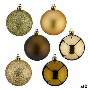 Weihnachtskugeln-Set grün Gold Kunststoff 6 x 7 x 6 cm (10 Stück)