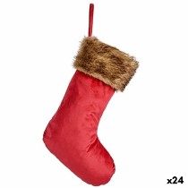 Décorations de Noël Chaussette de Noël Velours Rouge 27 x 3 x 46 cm (24 Unités)