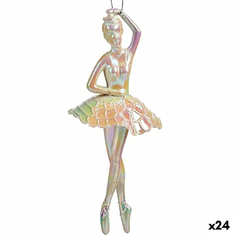 Weihnachtsschmuck Ballerina Perlmutt Kunststoff Glitzernd 6,7 x 16 x 6,7 cm (24 Stück)