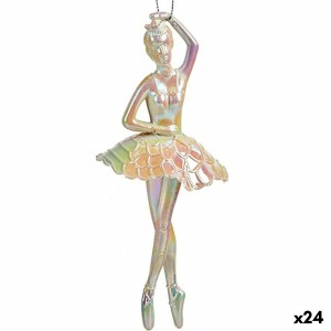 Weihnachtsschmuck Ballerina Perlmutt Kunststoff Glitzernd 6,7 x 16 x 6,7 cm (24 Stück)