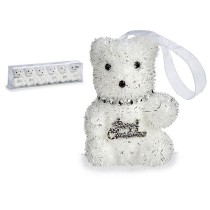 Ensemble Décorations de Noël Ours Argenté Blanc 5,5 x 7 x 5,5 cm (12 Unités)