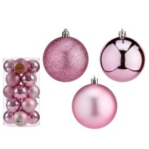 Lot de boules de Noël Rose Plastique Ø 8 cm (6 Unités)