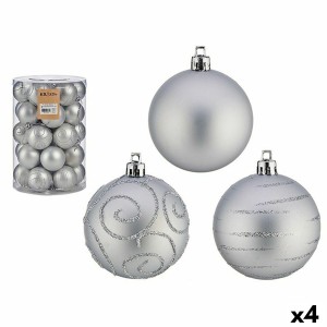 Weihnachtskugeln-Set Silberfarben PVC Ø 6 cm (4 Stück)