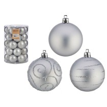 Lot de boules de Noël Argenté PVC Ø 6 cm (4 Unités)