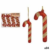 Ensemble Décorations de Noël Bâton 8 Pièces Rouge Doré Plastique 6,5 x 1 cm (24 Unités)