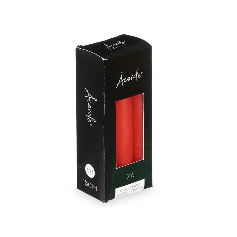 Ensemble de Bougies Acorde 123-C-AR Rouge 2 x 2 x 15 cm (12 Unités)