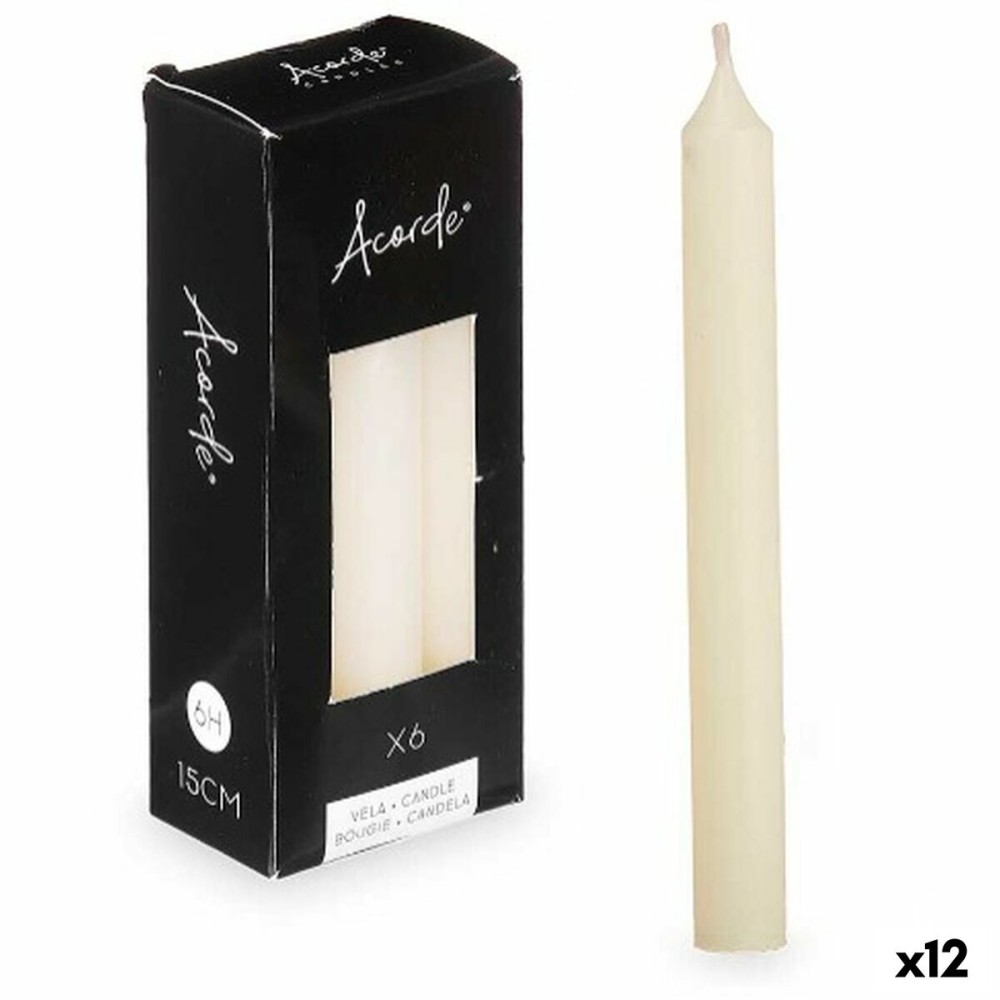 Ensemble de Bougies Acorde 123-B-AR Crème 2 x 2 x 15 cm (12 Unités)