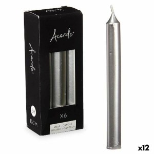 Candle Set Acorde 123-E-AR Silver 2 x 2 x 15 cm (12 Units)