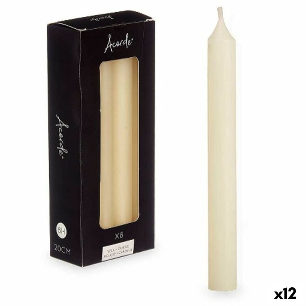 Ensemble de Bougies Acorde 126-B-AR Crème 2 x 2 x 20 cm (12 Unités)