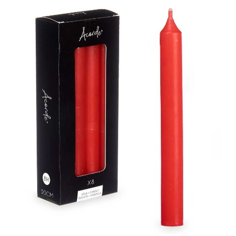 Candle Set Acorde 126-C-AR Red 2 x 2 x 20 cm (12 Units)