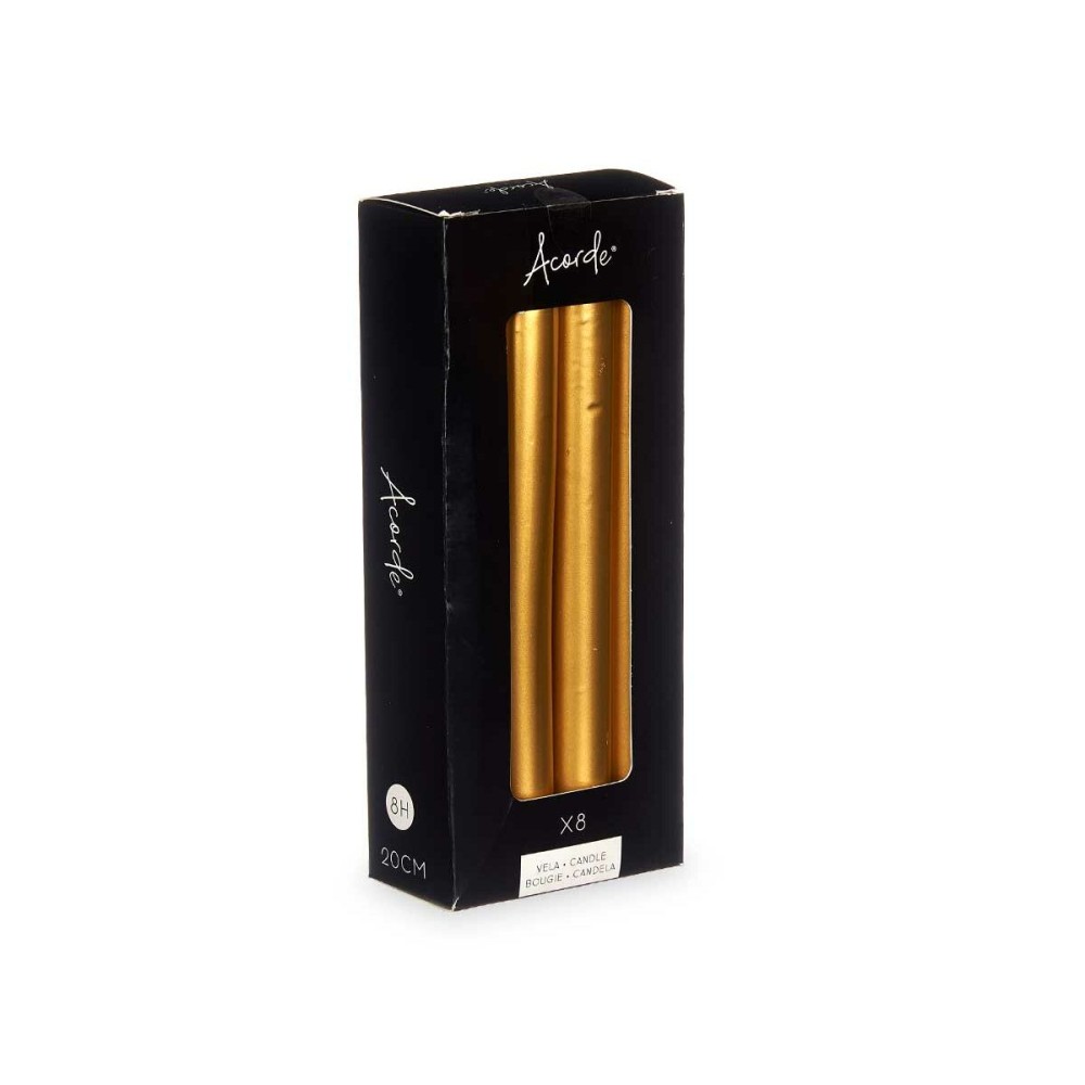 Candle Set Acorde 126-D-AR Golden 2 x 2 x 20 cm (12 Units)