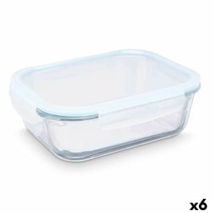 Boîte à lunch Transparent Silicone Verre Borosilicaté 2,2 L 27 x 9 x 22 cm (6 Unités)