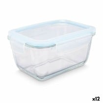 Lunch box Transparent Silicone Borosilicate Glass 950 ml 18 x 8,8 x 13,5 cm (12 Units)