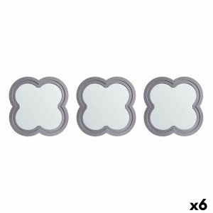 Mirror Set Flower Silver polypropylene 78 x 26 x 2,5 cm (6 Units)