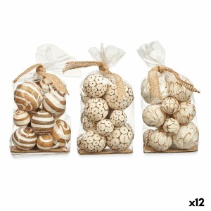 Jeu de boules décoratives Blanc Marron (12 Unités)