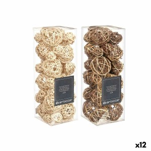 Set of Decorative Balls Brown White (12 Units)