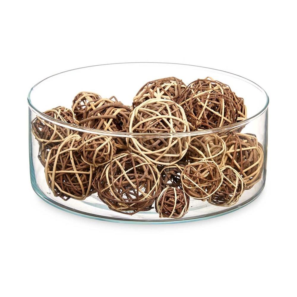 Set of Decorative Balls Brown White (12 Units)