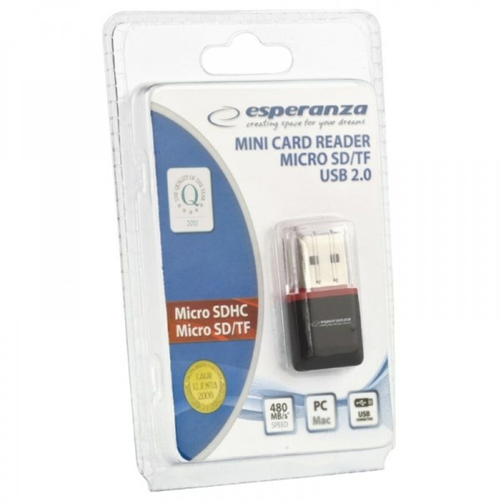Lecteur de Cartes Externe Esperanza EA134K Noir Argenté