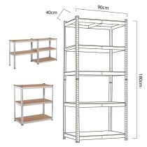 Étagère Greenblue GB378 180 x 90 x 40 cm Gris acier galvanisé Bois MDF 75 Kg