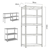 Étagère Greenblue GB378 180 x 90 x 40 cm Gris acier galvanisé Bois MDF 75 Kg