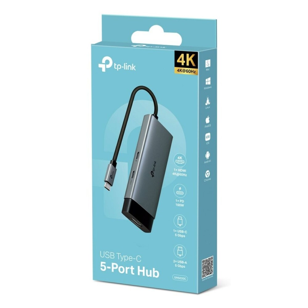 USB-Kabel TP-Link UH5020C 100 W Schwarz Grau