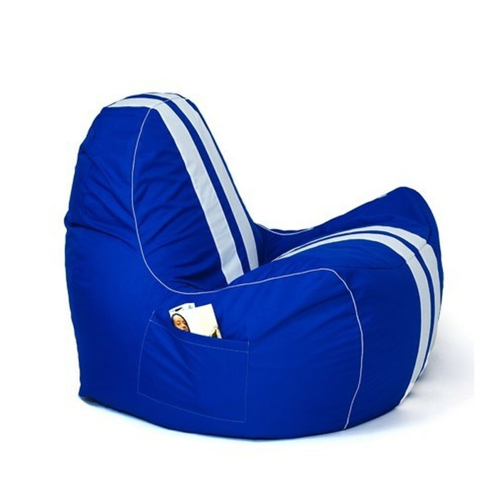 Pouffe GO GIFT Blue White Oxford tejido antidesgarros 140 x 100 x 100 cm 140 x 100 cm