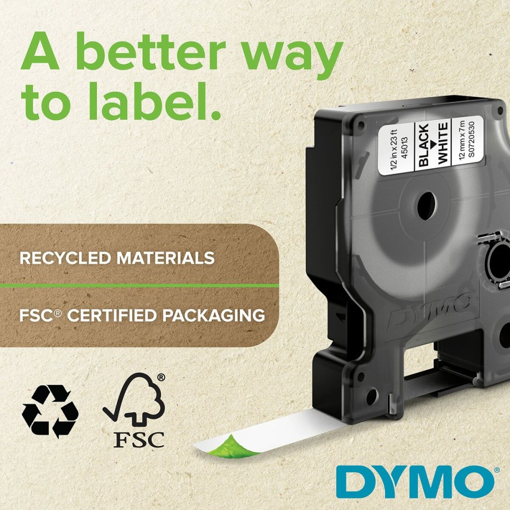 Laminated Tape for Labelling Machines Dymo ID1-12 12 mm x 1,5 m