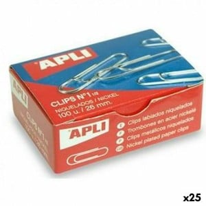 Trombones Apli Nº 1½ Argenté Argent 26 mm (10 Pièces) (25 Unités)