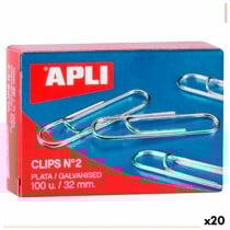Trombones Apli Nº 2 Argenté Argent 32 mm (10 Pièces) (20 Unités)