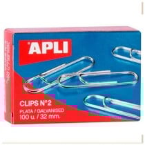 Trombones Apli Nº 2 Argenté Argent 32 mm (10 Pièces) (20 Unités)