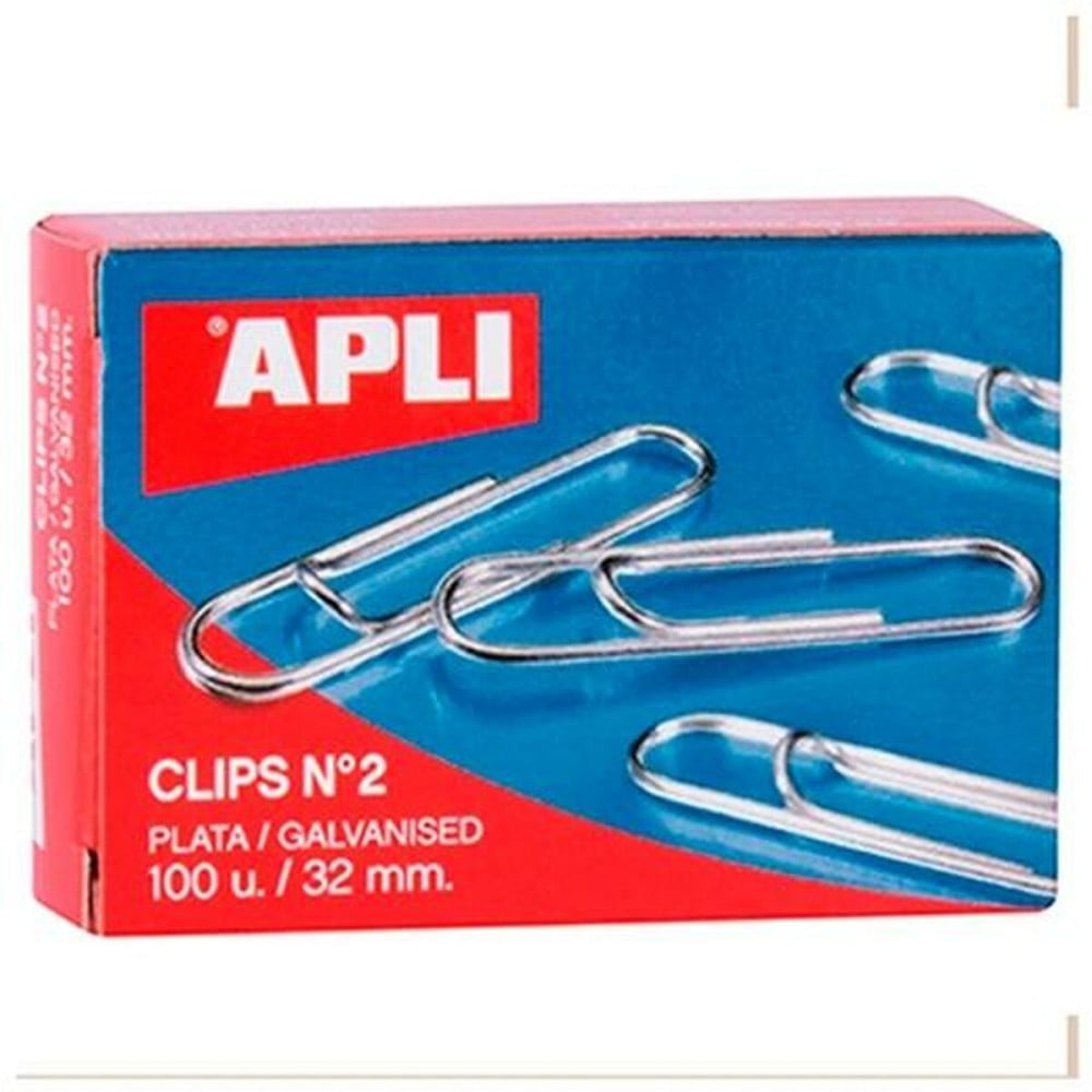 Trombones Apli Nº 2 Argenté Argent 32 mm (10 Pièces) (20 Unités)