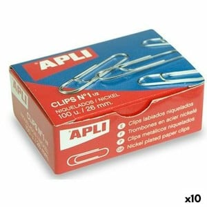 Trombones Apli Nº 1½ Argenté Métal nickel 26 mm (10 Unités)