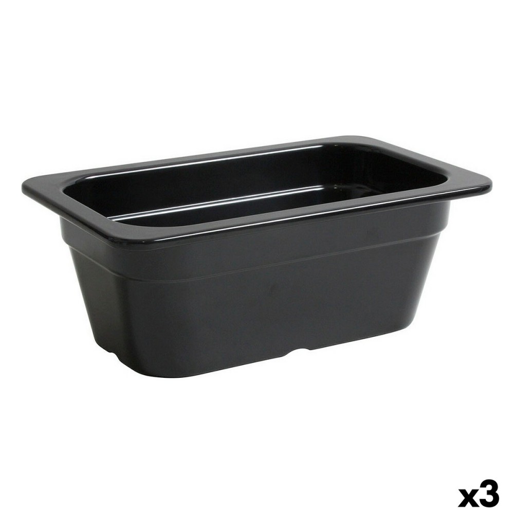 Serving Platter Inde Black 26,5 x 16,2 x 10 cm (3 Units)