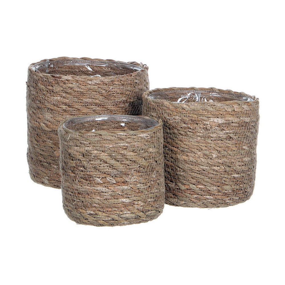 Set of Baskets Mica Decorations 3 Pieces Brown wicker
