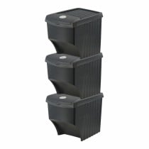 Poubelle recyclage Sortibox Noir Empilable