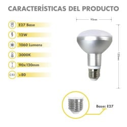 Lampe LED Silver Electronics 999007 R90 E27 Gris 12 W 3000K