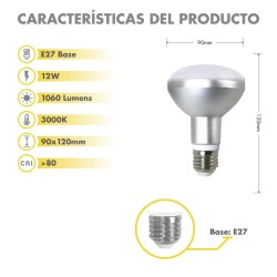 LED-Lampe Silver Electronics 999007 R90 E27 Grau 12 W 3000K