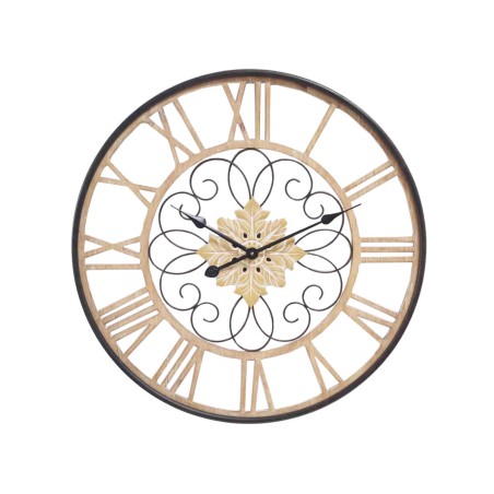 Wall Clock Romimex Black Wood Metal 50 x 50 x 5 cm