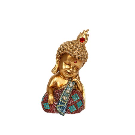 Decorative Figure Romimex Golden Resin Buddha 11 x 20 x 10 cm