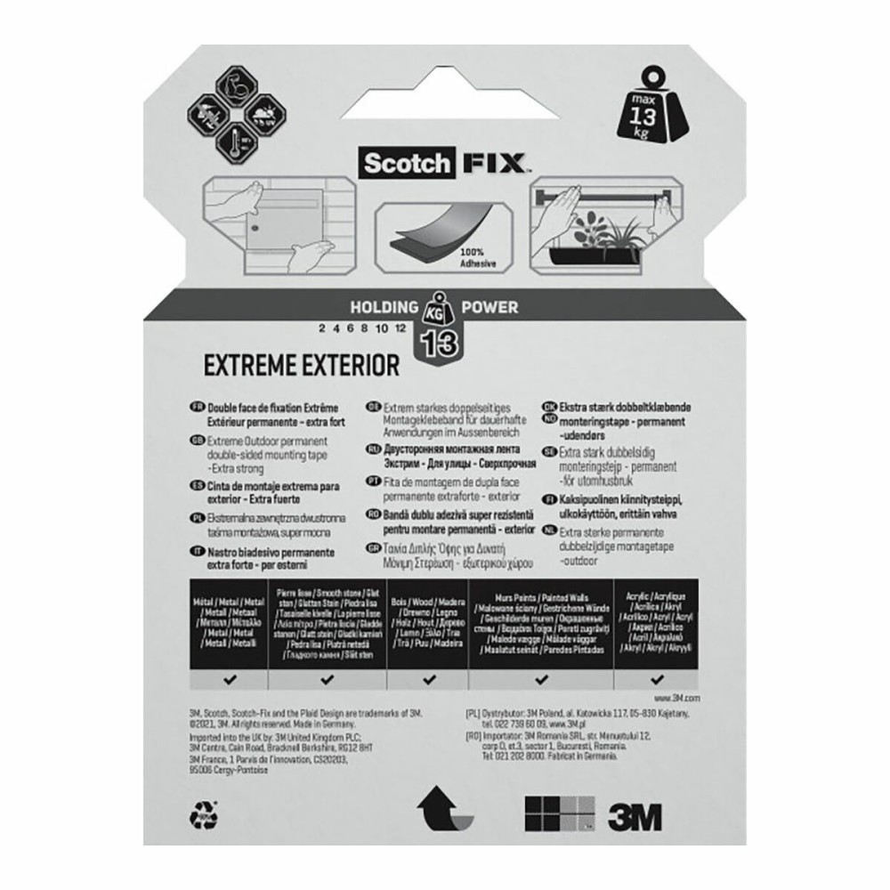 Double Sided Tape Scotch extreme 19 mm x 5 m Grey