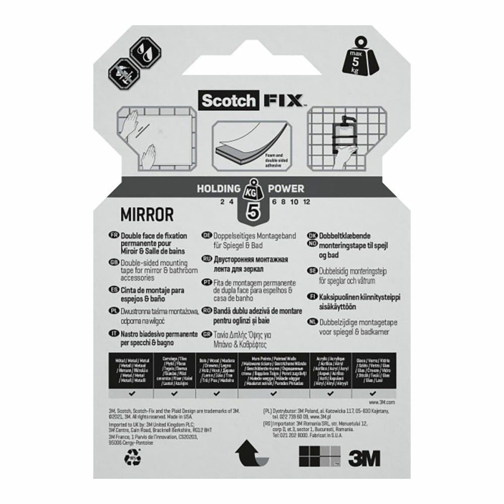 Double Sided Tape Scotch 5 kg 19 mm x 1,5 m Mirrors