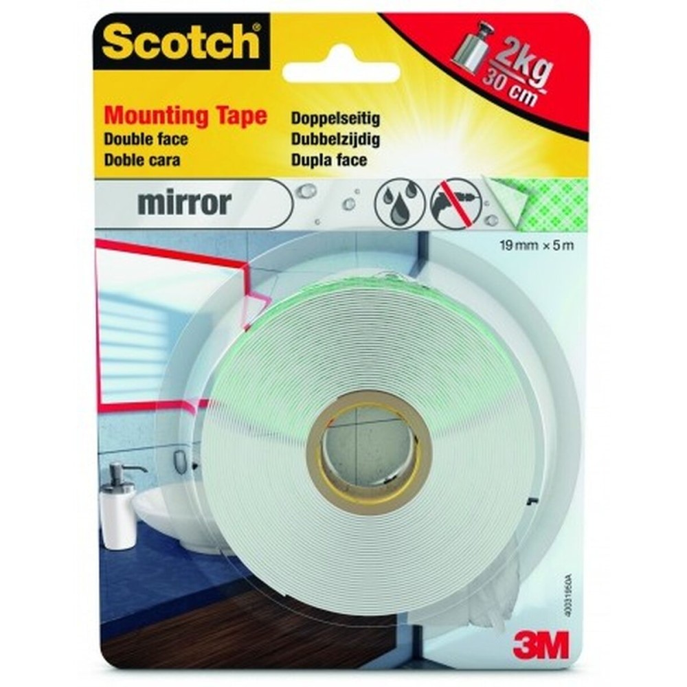 Double Sided Tape Scotch 5 kg 19 mm x 5 m Transparent Mirrors