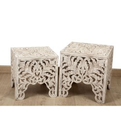 Tables set Romimex White Wood 2 Pieces