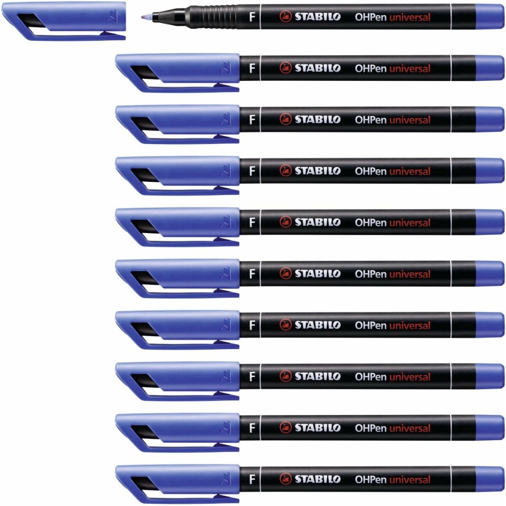 Marqueur permanent Stabilo OHPen Bleu 10 Pièces
