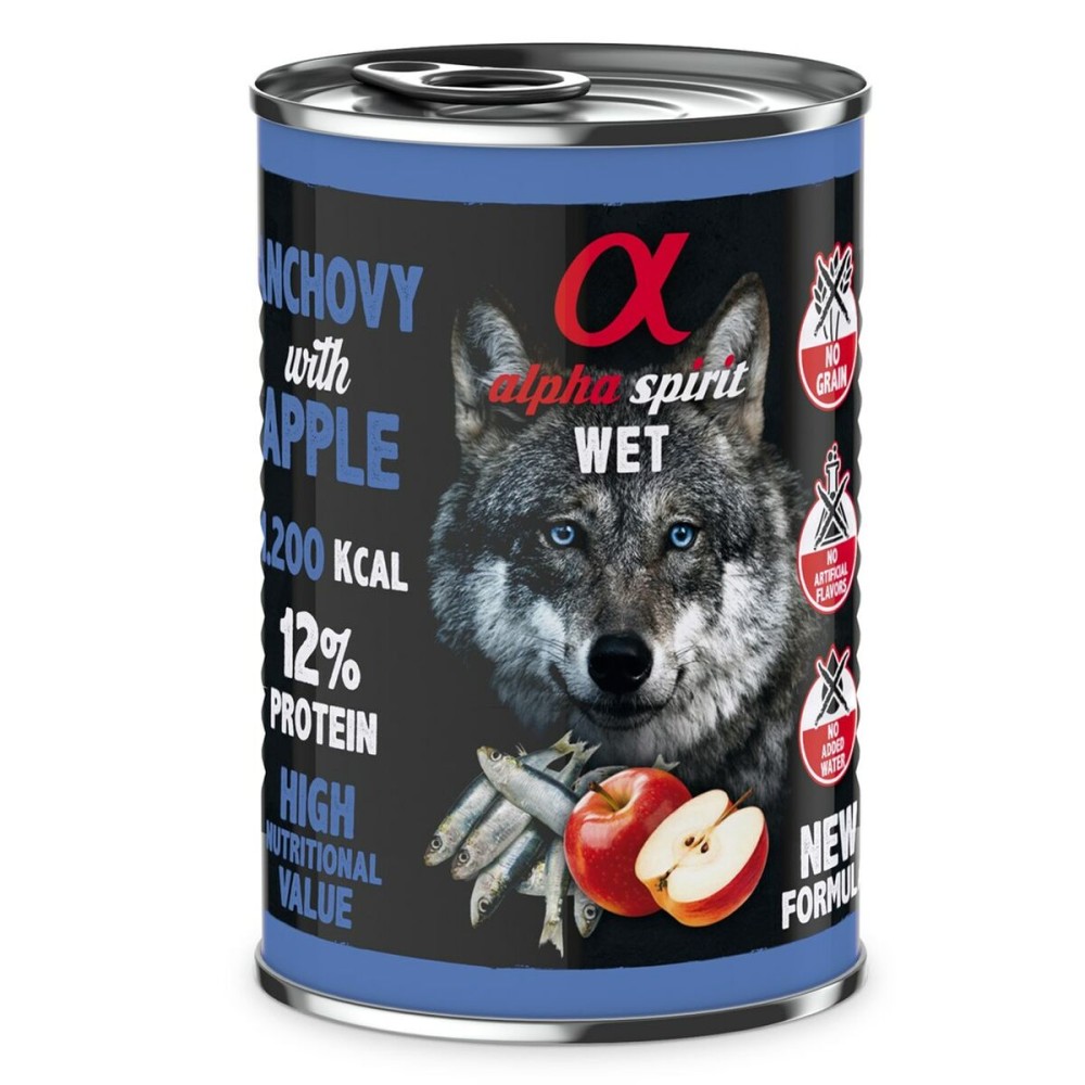 Wet food Alpha Spirit ALPHA SPIRIT WET Anchoas con manzana Fish 400 g