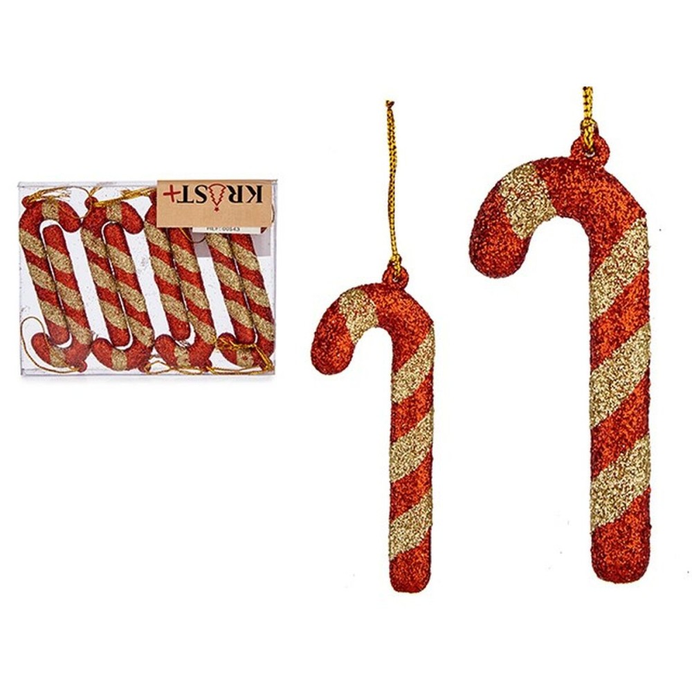 Ensemble Décorations de Noël Krist+ 00543-2 Rouge Doré Plastique Bâton 6,5 x 1 cm 8 Pièces (24 Unités)