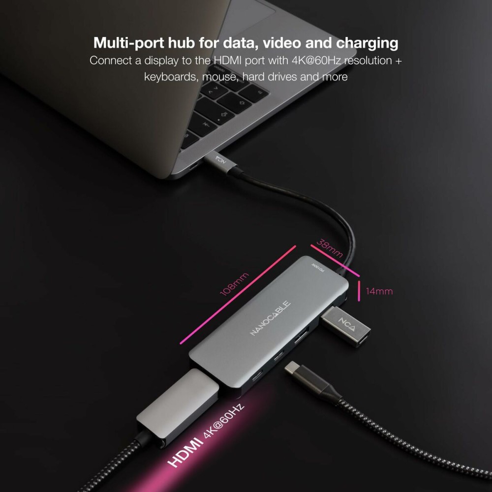 USB Hub NANOCABLE 10.16.1006 Grey (1 Unit)