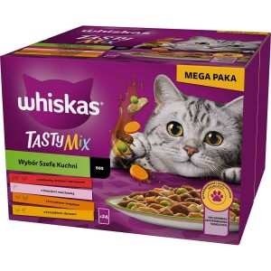 Katzenfutter Whiskas Adult Chef's Choice Huhn Lachsfarben Truthahn Rindfleisch Kabeljau 85 g 24 x 85 g